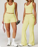 Racer Back High Waisted Folded Waist Band Yoga Leggings for Hot Yoga Yoga Shorts Set