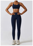 Strap Sports Bra 2PCS Yoga Set Women Scrunch Butt Leggings Gym Workout Clothing Activewear Outfit