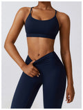 Strap Sports Bra 2PCS Yoga Set Women Scrunch Butt Leggings Gym Workout Clothing Activewear Outfit