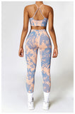 Custom Logo Tie Dye Sports Seamless Bra And Legging Outfit Workout Yoga Fitness Wear Sets For Women