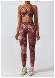 Custom Logo Tie Dye Sports Seamless Bra And Legging Outfit Workout Yoga Fitness Wear Sets For Women