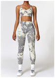 Custom Logo Tie Dye Sports Seamless Bra And Legging Outfit Workout Yoga Fitness Wear Sets For Women