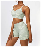 Custom Printing Seamless High Waist Shorts Crop Bra Lightweight Soft Breathable Stretchy Yoga Set