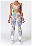 Custom Logo Tie Dye Sports Seamless Bra And Legging Outfit Workout Yoga Fitness Wear Sets For Women