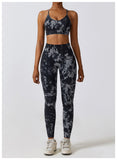 Custom Logo Tie Dye Sports Seamless Bra And Legging Outfit Workout Yoga Fitness Wear Sets For Women