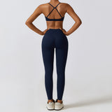 Strap Sports Bra 2PCS Yoga Set Women Scrunch Butt Leggings Gym Workout Clothing Activewear Outfit