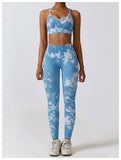 Custom Logo Tie Dye Sports Seamless Bra And Legging Outfit Workout Yoga Fitness Wear Sets For Women