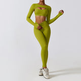 High Stretchy Comfortable Leggings Gym Fitness Nude Skin Waistcoat Bra Set Quick Dry Women Yoga 3 Pieces Set