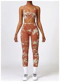 Custom Logo Tie Dye Sports Seamless Bra And Legging Outfit Workout Yoga Fitness Wear Sets For Women