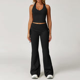 Racer Back High Waisted Folded Waist Band Yoga Leggings for Hot Yoga Yoga Shorts Set