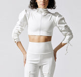 2 Piece High Waist Yoga Leggings Outfit with Sports Zip Tops for Home GYM