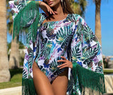Floral Print One Piece Swimsuit Halter Swimwear