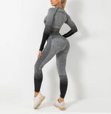 Custom Athletic Women Wear Workout Clothing  3 Piece Seamless Sports Bra High Waist Leggings