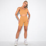 2 Piece Seamless Ribbed High Waist Shorts And Tops