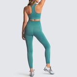 Athletic Outfits Seamless Yoga Leggings with Sports Bra Gym Tracksuits Set