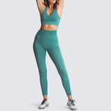 Athletic Outfits Seamless Yoga Leggings with Sports Bra Gym Tracksuits Set