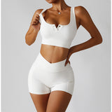 High Waisted Soft Ribbed Tummy Control Workout  Athletic Running Shorts With Pockets