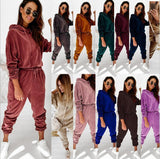 Women Velvet 2 Piece Sweatsuits Set
