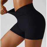 High Waisted Soft Ribbed Tummy Control Workout  Athletic Running Shorts With Pockets