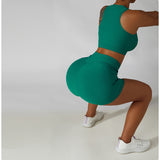 High Waisted Soft Ribbed Tummy Control Workout  Athletic Running Shorts With Pockets