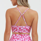 Athletic Leopard Print Leggings and Sports Bra Set Gym Clothes