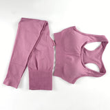 Athletic Outfits Seamless Yoga Leggings with Sports Bra Gym Tracksuits Set