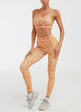 Athletic Leopard Print Leggings and Sports Bra Set Gym Clothes
