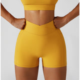 High Waisted Soft Ribbed Tummy Control Workout  Athletic Running Shorts With Pockets