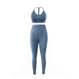 Popular fitness gym sport suit clothing tight leggings stretch seamless acid wash yoga wear set for women