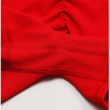 High Waisted Soft Ribbed Tummy Control Workout  Athletic Running Shorts With Pockets