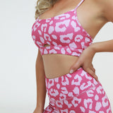 Athletic Leopard Print Leggings and Sports Bra Set Gym Clothes