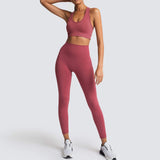 Athletic Outfits Seamless Yoga Leggings with Sports Bra Gym Tracksuits Set