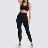 Athletic Outfits Seamless Yoga Leggings with Sports Bra Gym Tracksuits Set