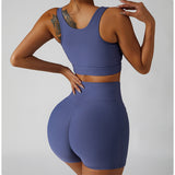 High Waisted Soft Ribbed Tummy Control Workout  Athletic Running Shorts With Pockets