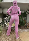 Diamante Rhinestones Track Suits Set Sweatsuits 2 Piece for Women