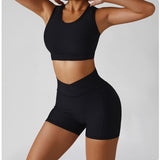 High Waisted Soft Ribbed Tummy Control Workout  Athletic Running Shorts With Pockets