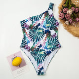 Floral Print One Piece Swimsuit Halter Swimwear