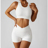 High Waisted Soft Ribbed Tummy Control Workout  Athletic Running Shorts With Pockets