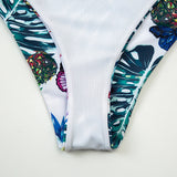 Floral Print One Piece Swimsuit Halter Swimwear