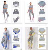 Custom Athletic Women Wear Workout Clothing  3 Piece Seamless Sports Bra High Waist Leggings