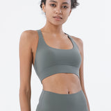 Criss-Cross Back Strappy Sports Bras Yoga Bra with Removable Cups
