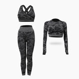 Wholesale Free Sample Ropa De Deportiva Mujer Workout Clothing Three Pieces Seamless Women Gym Yoga Wear Set