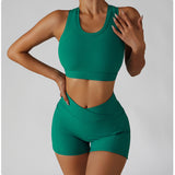 High Waisted Soft Ribbed Tummy Control Workout  Athletic Running Shorts With Pockets
