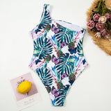 Floral Print One Piece Swimsuit Halter Swimwear
