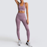 Athletic Outfits Seamless Yoga Leggings with Sports Bra Gym Tracksuits Set