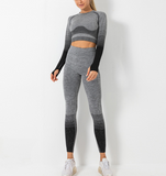 Custom Athletic Women Wear Workout Clothing  3 Piece Seamless Sports Bra High Waist Leggings