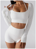 Wholesale Naked Feeling Long Sleeve Yoga Top Breathable Fitness Shorts Gym Fitness Set