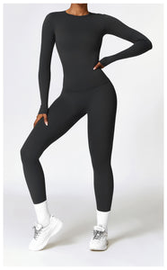 Loq MOQ Fashion Gym wear Fitness Long Sleeve Top Leggings Clothing Yoga Set