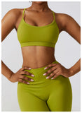 Strap Sports Bra 2PCS Yoga Set Women Scrunch Butt Leggings Gym Workout Clothing Activewear Outfit