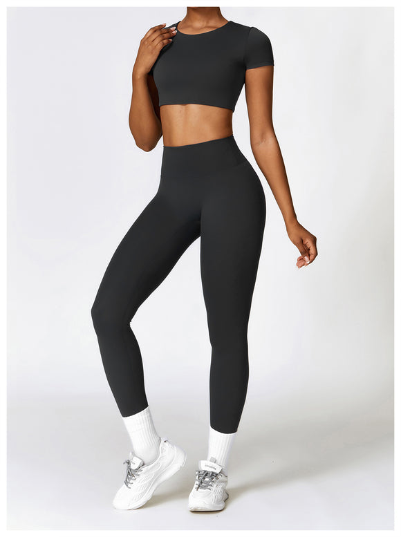 Custom Logo gym fitness brushed fabric sets active yoga wear sport clothing